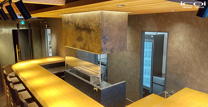 東心斎橋 焼き鳥屋 内装工事一式 家具製作  icoi